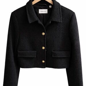 Aritzia Cropped Textured Jacket – Black – XL